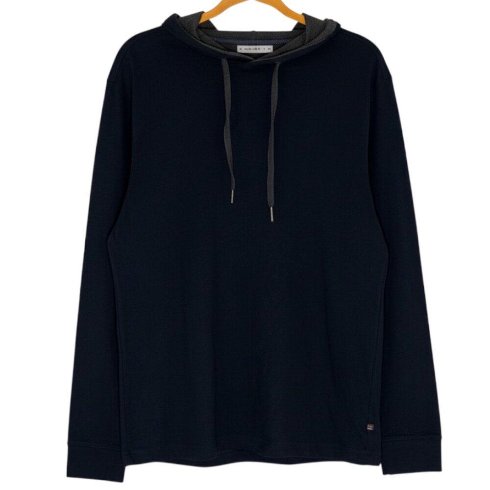 Nickel & Iron Luxe Cotton Knit Mens Top Shirt Hooded Navy Blue L NWT